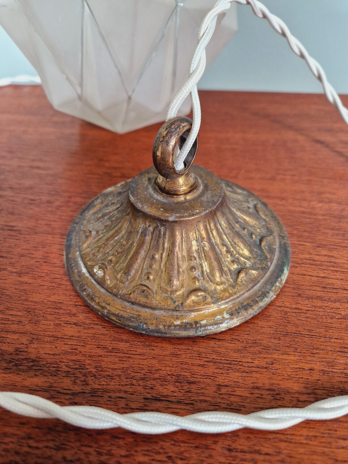 Art Deco pendant lamp in satin glass, 1920s-30s