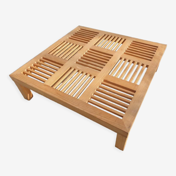 Coffee table 9 openwork checkerboards in solid beech