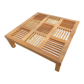 Table basse 9 damiers ajourés en hêtre massif