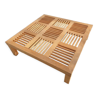 Coffee table 9 openwork checkerboards in solid beech