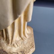 Old plaster statue of the Sacred Heart of Jesus, signed Serein, Made in France.