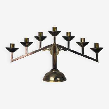 Large modernist brass candelabra