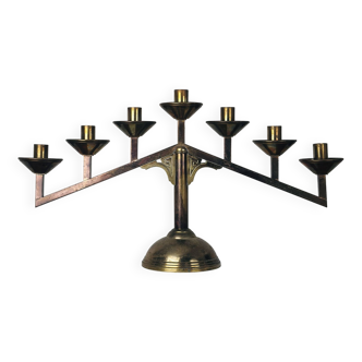 Large modernist brass candelabra