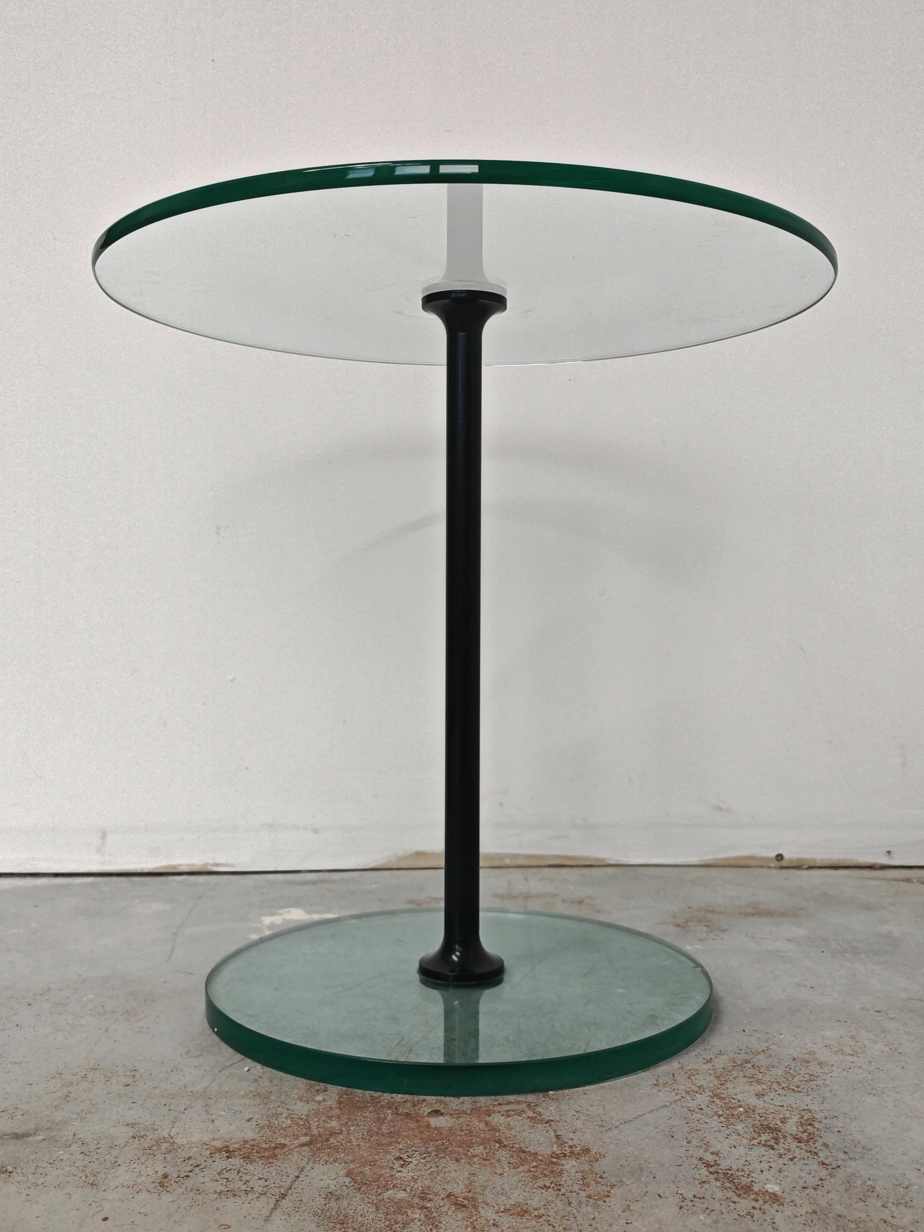 Minimalist round side table in glass by Draenert, 1983