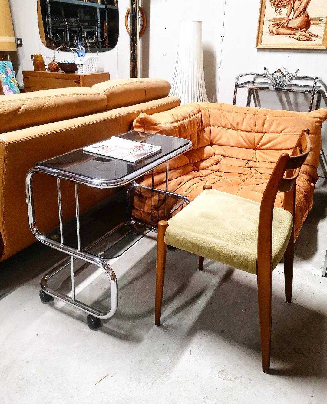 70s aluminum server and double smoked glass trays