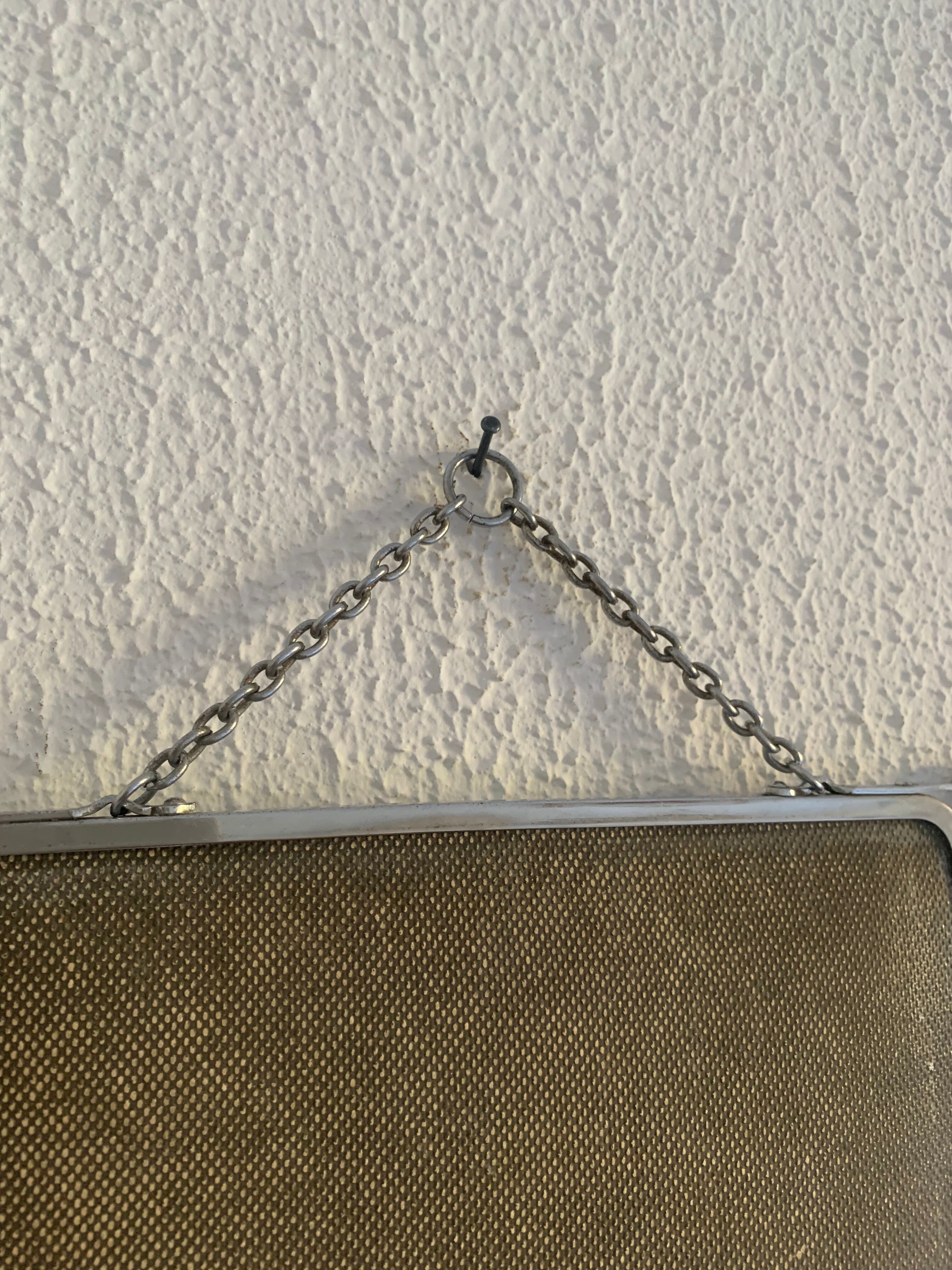 Vintage mirror 1930 triptych beveled barber iron gray - 28 x 69 cm