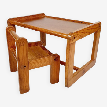 Children's pine desk and chair