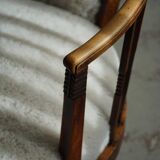 Pair of Danish armchairs in beech, reupholstered in lambswool, Art Nouveau, 1900s.