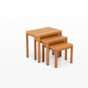 Vintage oak nesting tables by Van Den Berghe Pauvers, 1970s, set of 3