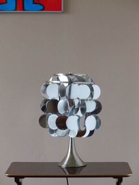 Table lamp silver lozenge and tulip foot, end of the years 70