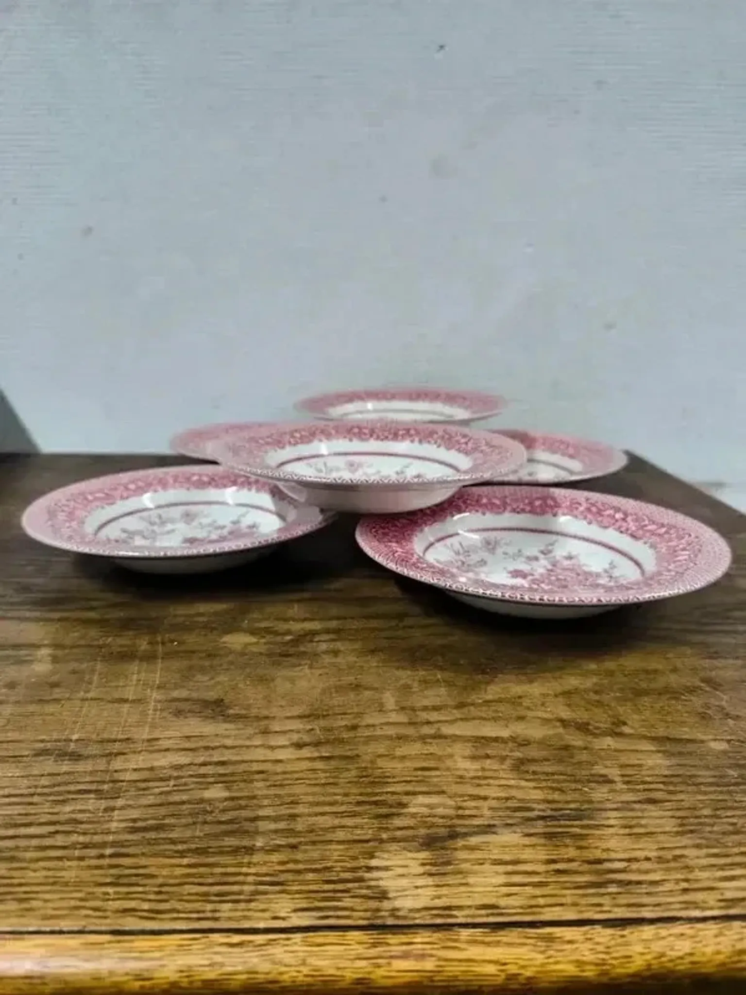 Set of 6 vintage English deep plates – Jardinière model
