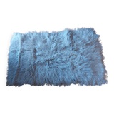 Tapis a poils longs pure laine blanc , vintage