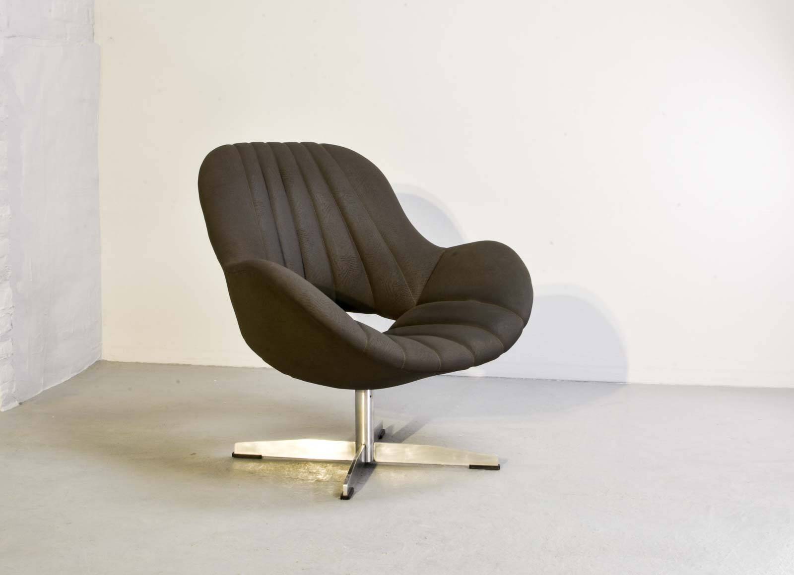 Rohé Chocolate Brown Leatherette Vintage Design Lounge Chair, 1960s