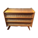 Chest of drawer vintage 50's wood and rattan