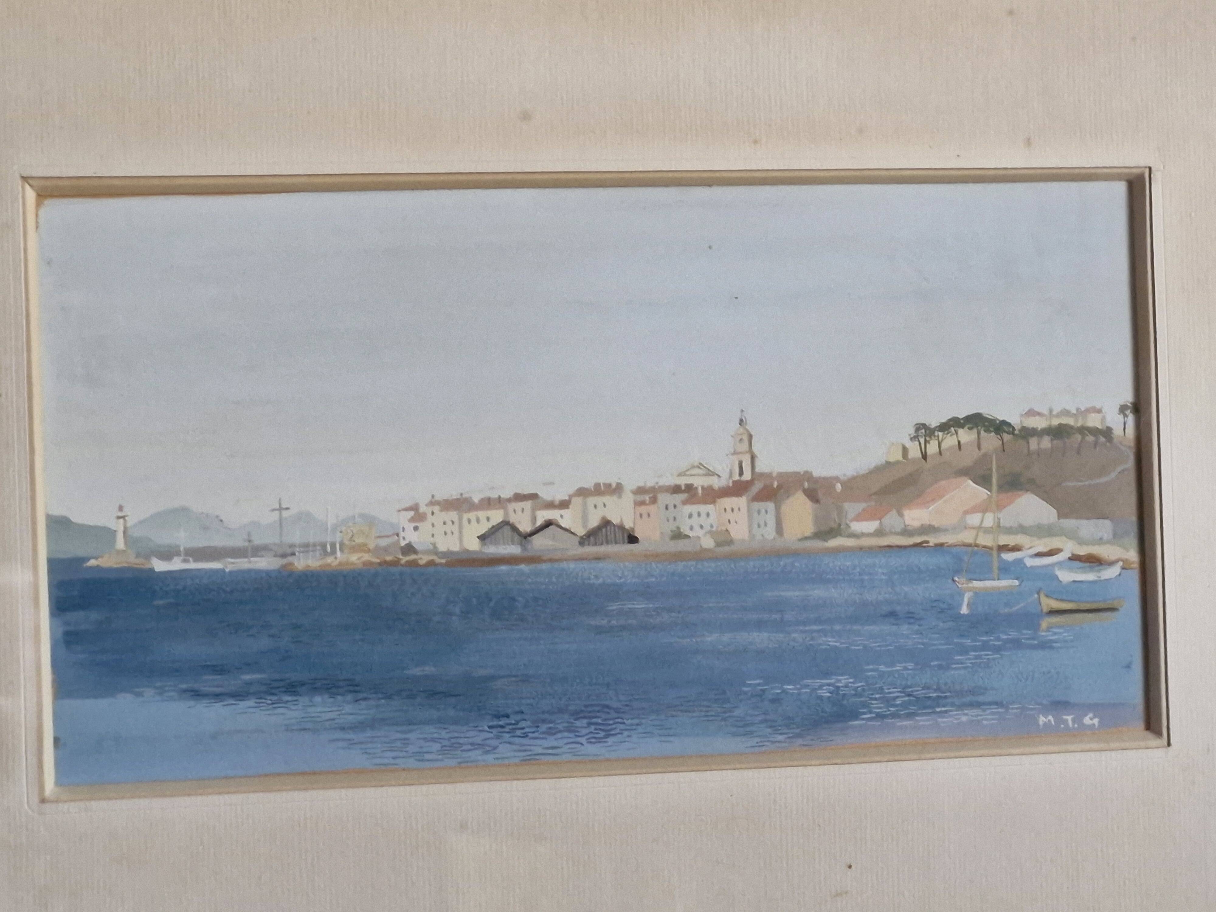 Old watercolour under glass - signed M.T.G.