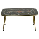 Fifties Rockabilly Coffee Table Glass Conical Golden Legs 90cm