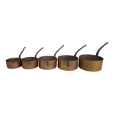 Lot de 5 casseroles en cuivre