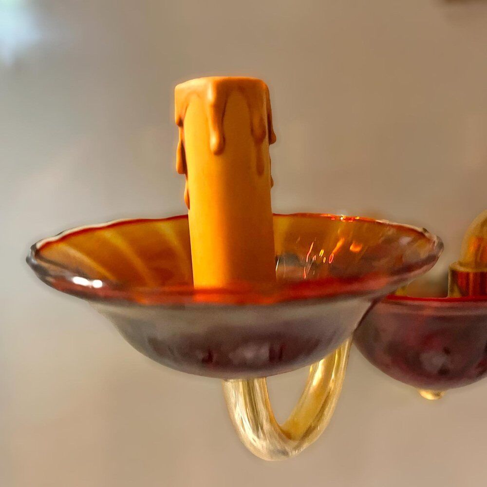 Vintage Italian Ruby Red Murano Glass Sconces from Made Murano Glass, Set of 2