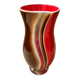 Antique verceram ceramic vase brown red beige vintage