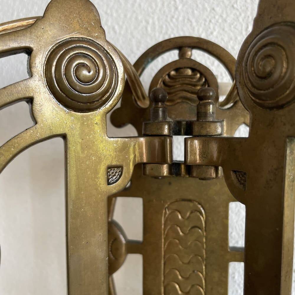 Art Nouveau style brass double piano wall lamp