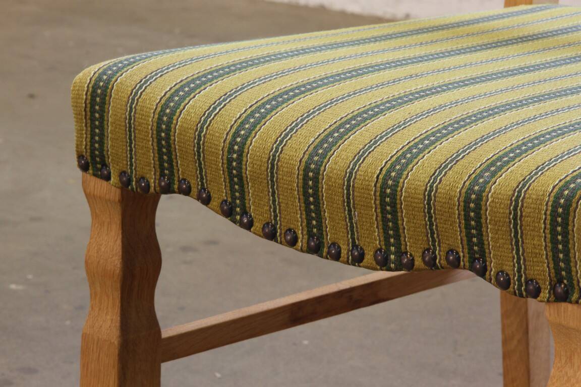 Vintage 1960s brutalist Danish modern oak dining chairs in the style of Henning Kjærnulf