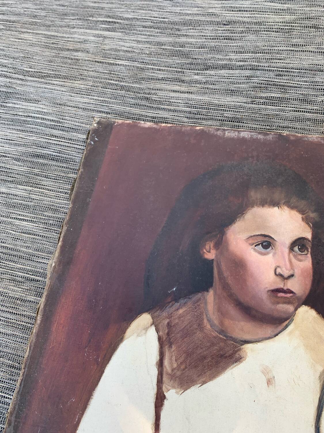 Portrait oil on old canvas