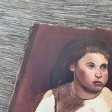 Portrait oil on old canvas