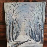 Snow landscape oil on canvas cardboard, unsigned