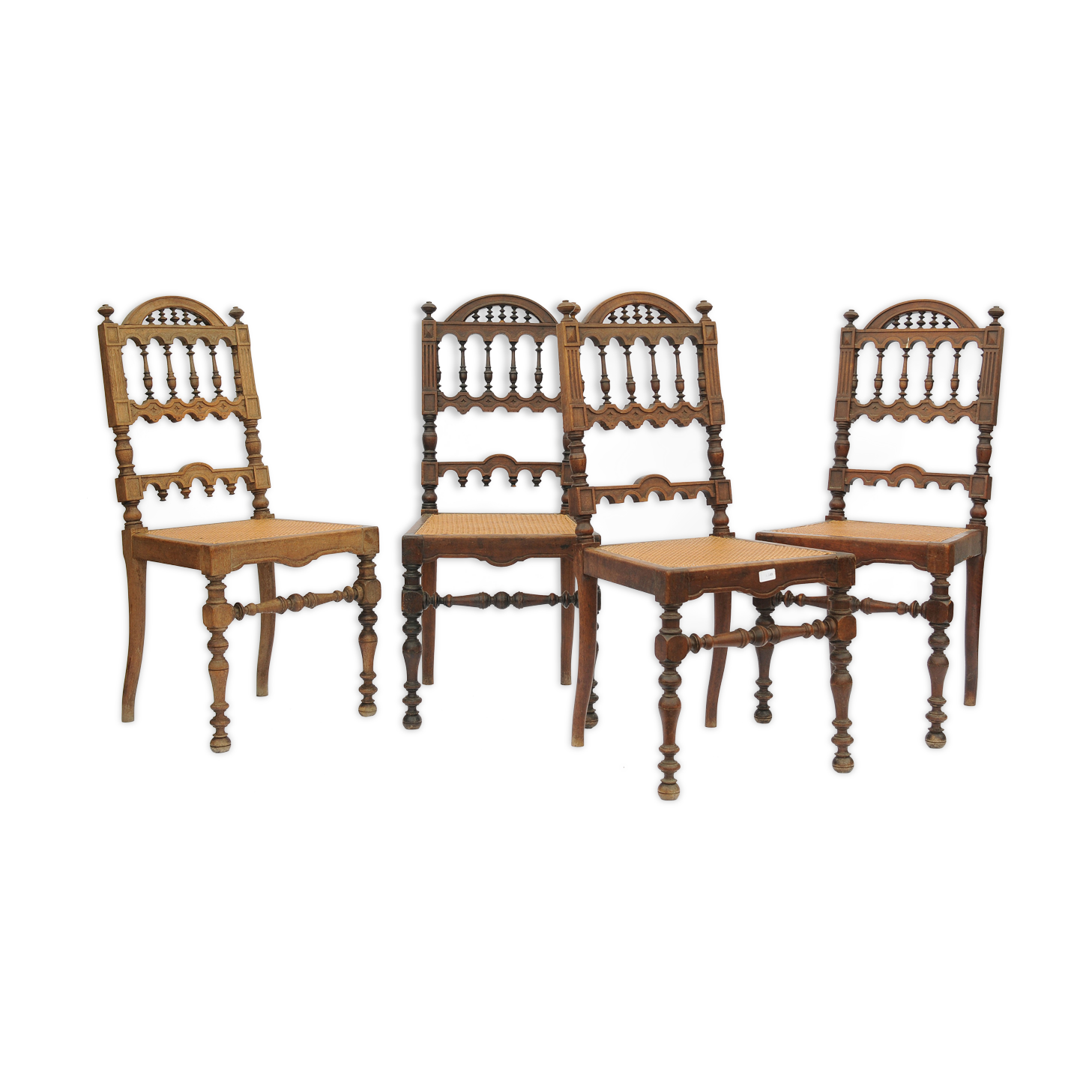 Series of 4 canne chairs