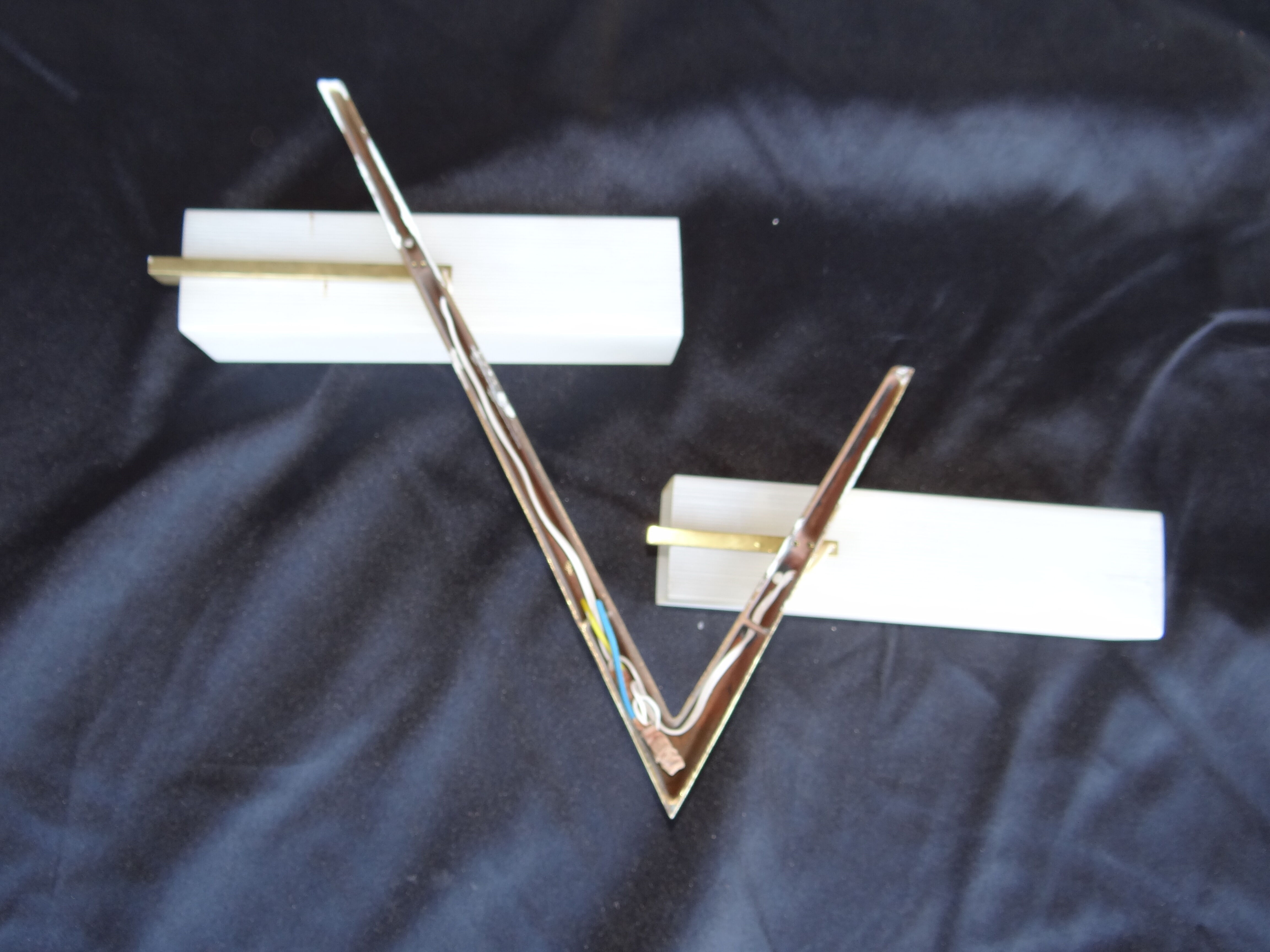 Pair of home wall light Arlus Bronze and opaline