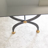 Table en fer forgé avec verre laqué noir, Italia années 1970