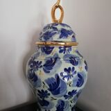 White and blue potiche bequet quaregnon