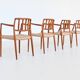 Niels Otto Moller model 66 armchairs teak and paper cord Denmark 1974