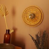 Vintage wall lamp - beige wicker - unique piece