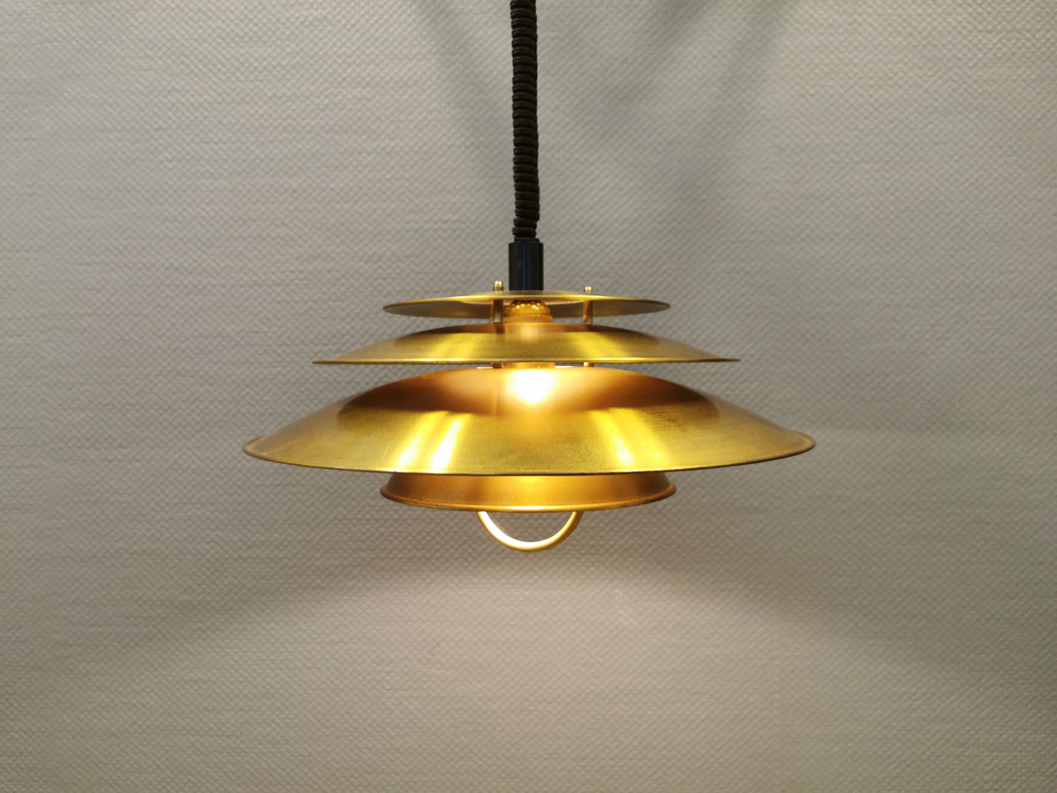 Danish hanging lamp in solid brass from the 1970s.
