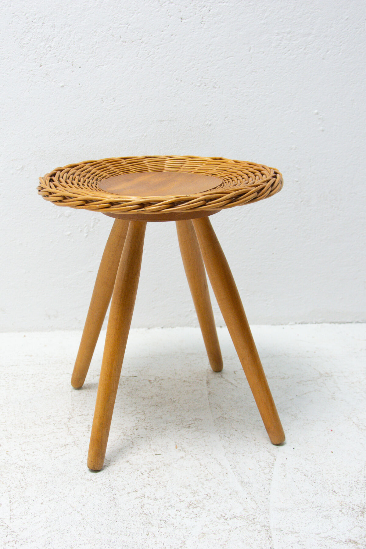 Mid century rattan stool by Jan Kalous for Úluv, 1960´s, Czechoslovakia