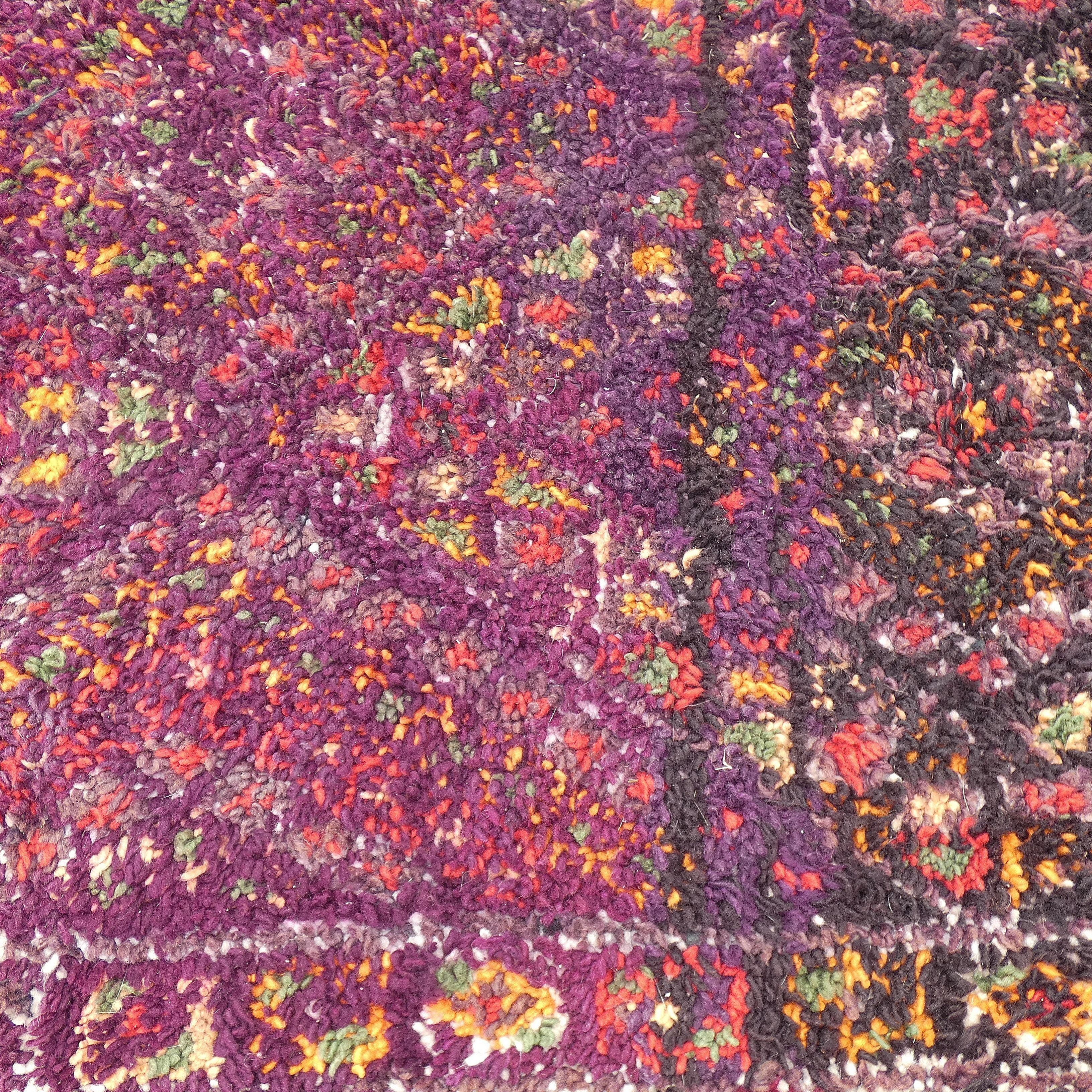 Berber carpet beni ourain wool with purple background patterns diamonds, circa 1950 177x284 cm