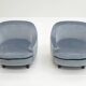 Set of 2 ice blue Mohair lounge chairs, 1950s Italy.