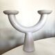 Brutalist candle holder made of white chamotte clay, 1980.