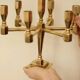 Swedish vintage brass seven arm candelabra by Gusum