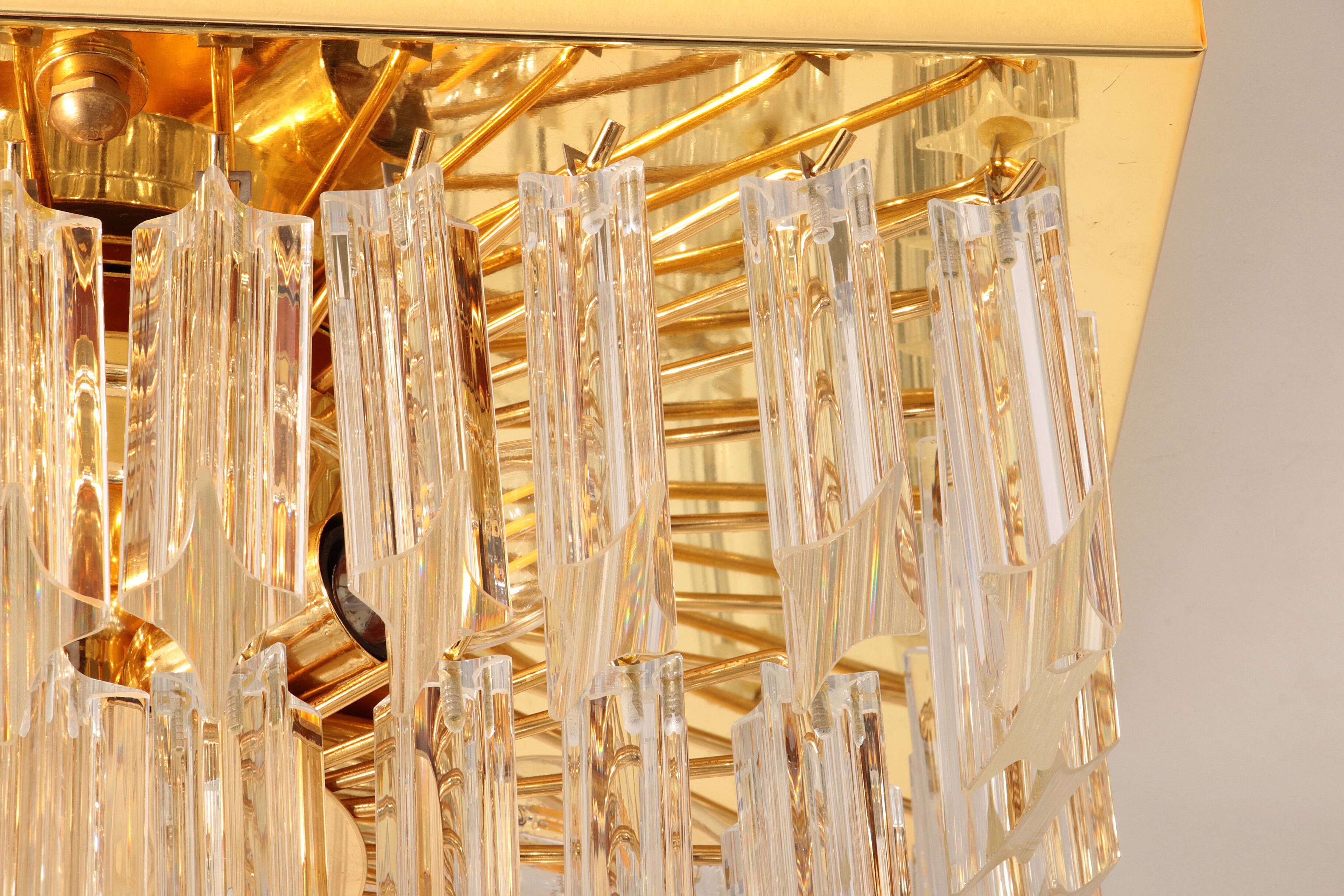 Novaresi Gold Plated Ceiling Lamp CH Serie 1970 Italy