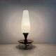 Vintage tripod teak base with opaline glass shade table lamp , 1950s
