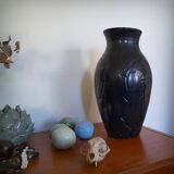 Art Deco vase with foliage, XL size, Accolay, France, 1950s