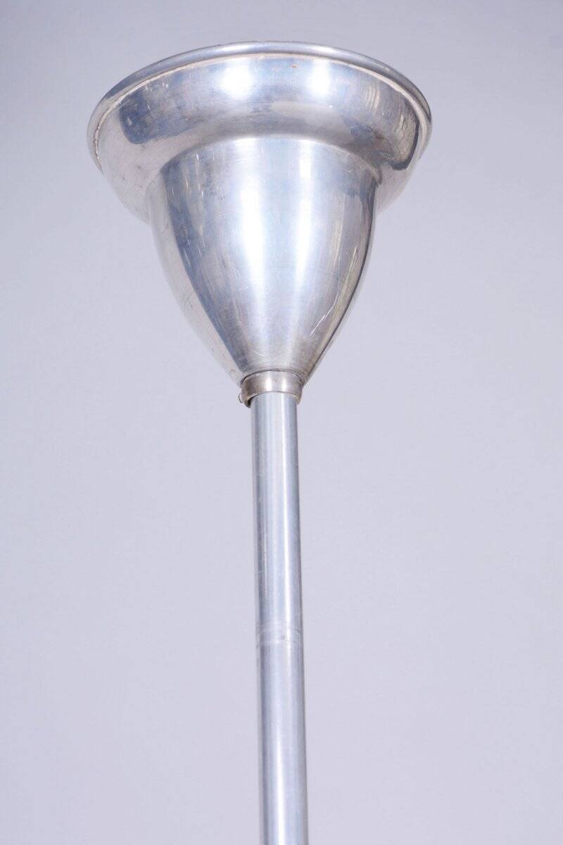 Art Deco Chandelier in Aluminium and Marbled Glass, Czech, 1940s