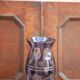 Purple engraved glass vase decorated with roses and "bubbles"