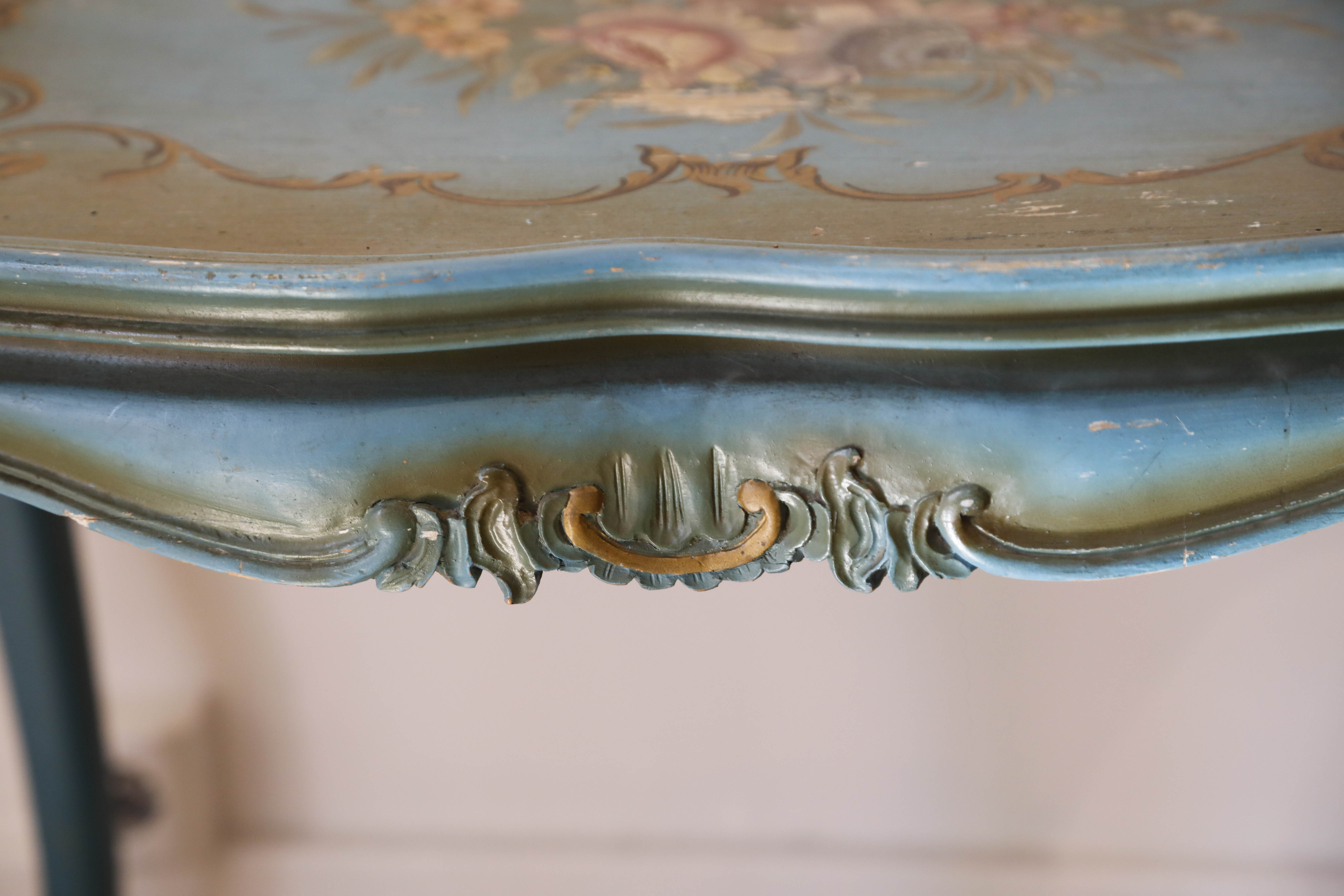 Louis XV style Venetian blue patina table