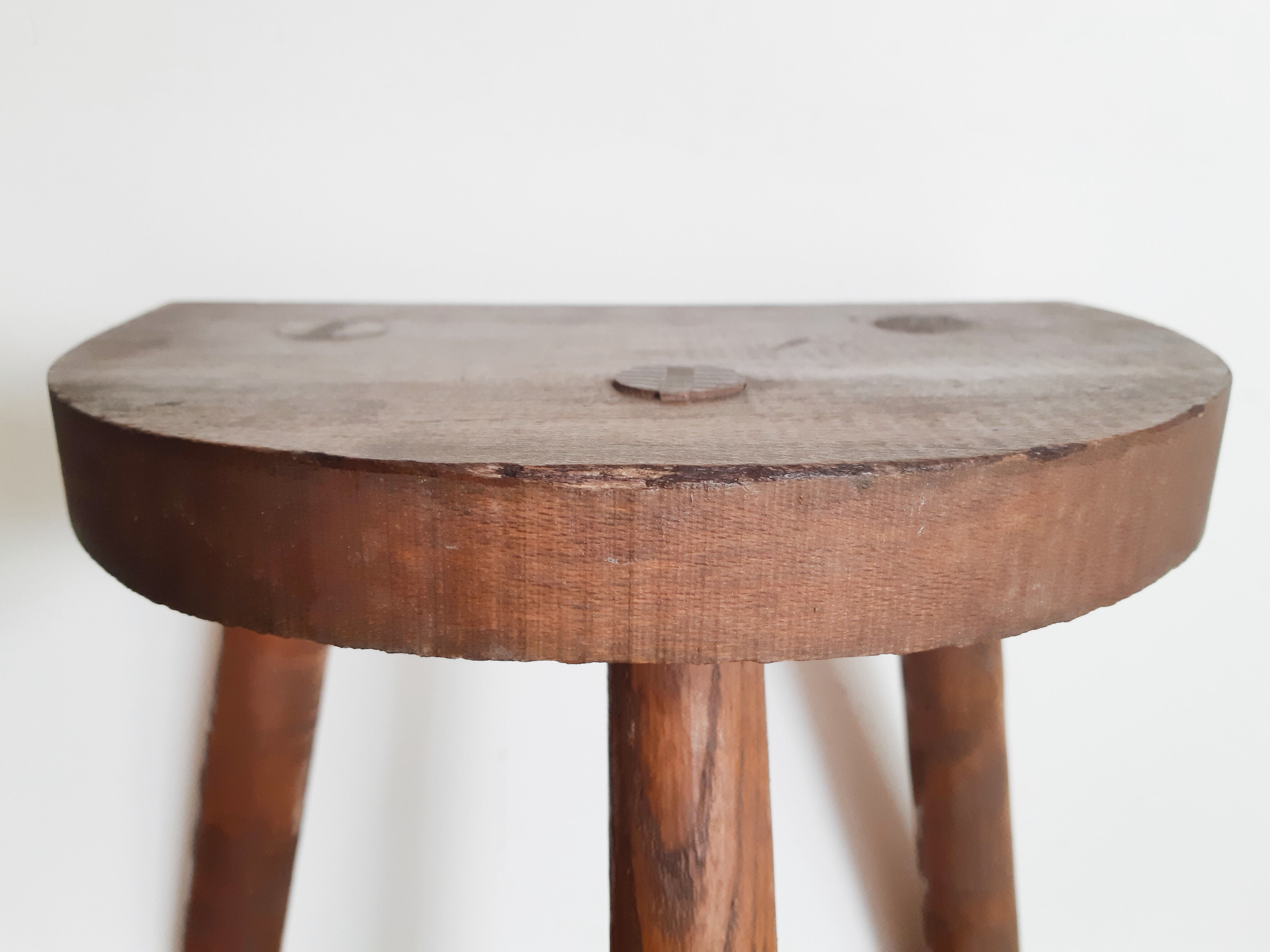 Vintage milking stool, wooden, tripod, 50s