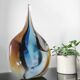 Large sculptural drop vase made of blown glass signed Mdina Glass Malta.