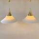 Vintage Limburg brass and opaline pendant lights, Germany, 1970.