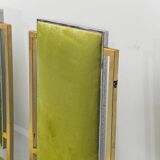 Set of 4 vintage metal and green velvet chairs, 1970s modernist